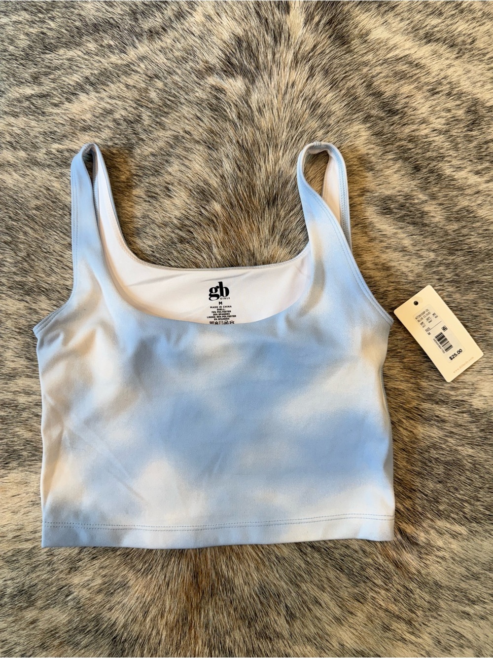 Gianni Bini Light Blue Tie-Dye Scoop Neck Crop Tank